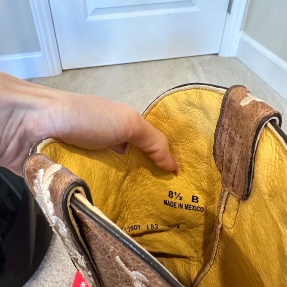 Brown Leather Embroidered Cowboy Boots Women’s Size 8.5B Made in Mexico Western - Picture 3 of 7